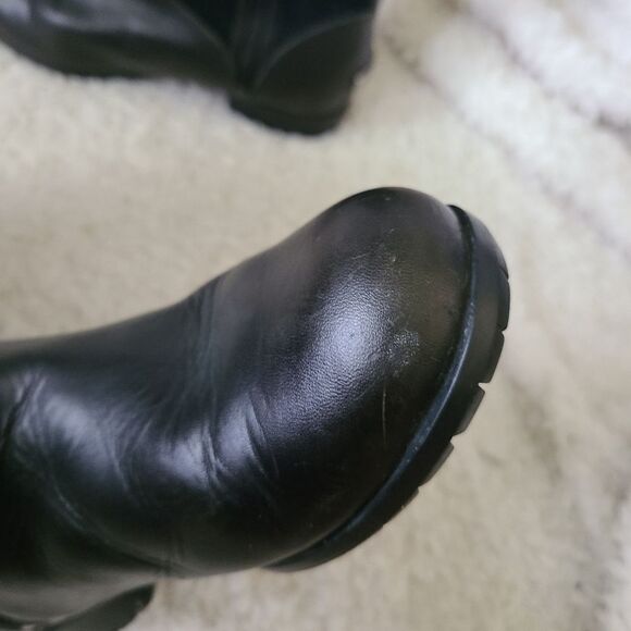 UGG Bellvue black leather sheepskin lined moto style‎ boots size 6 - Picture 5 of 12
